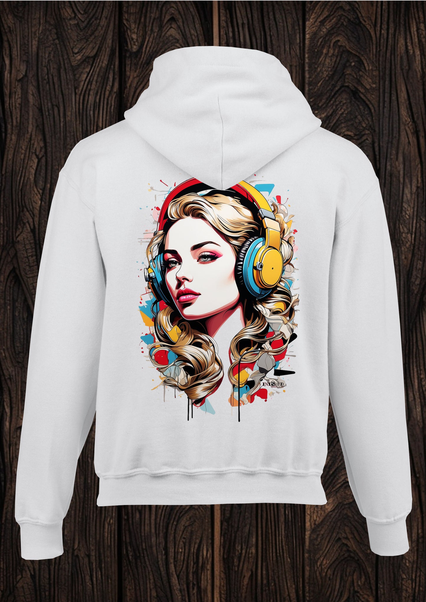 Lichtenstein headphone girl tape unisex white hooded top 127