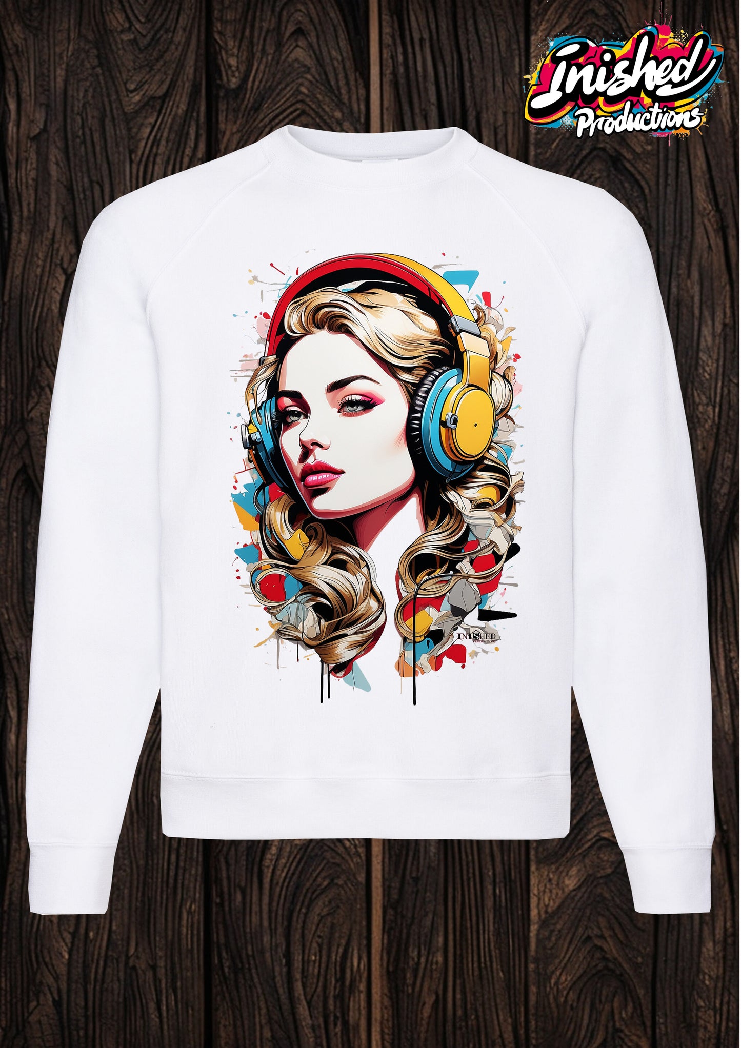 Lichtenstein Headphone girl white unisex Classic Sweatshirt 127