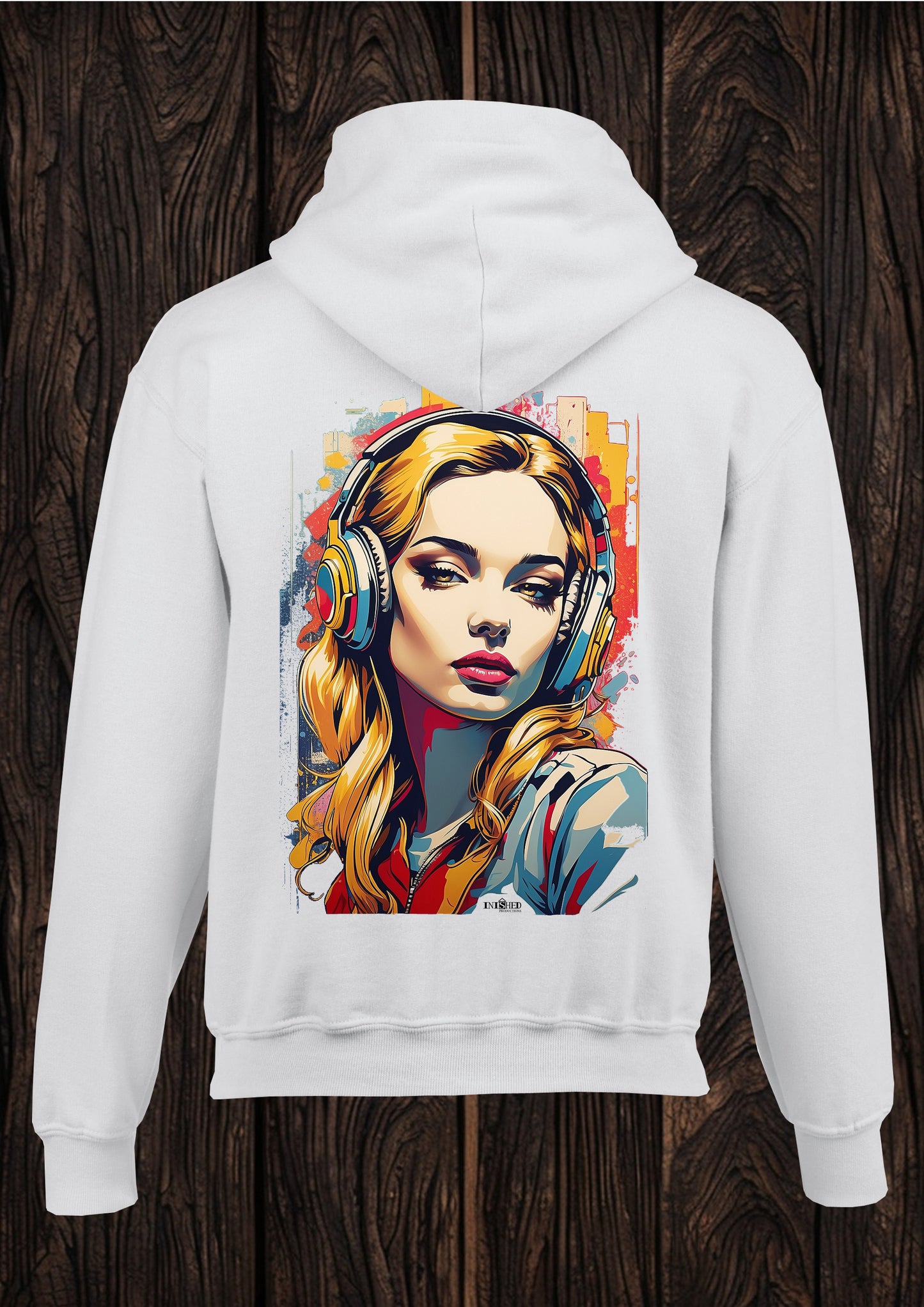Lichtenstein headphone girl tape unisex white hooded top 128
