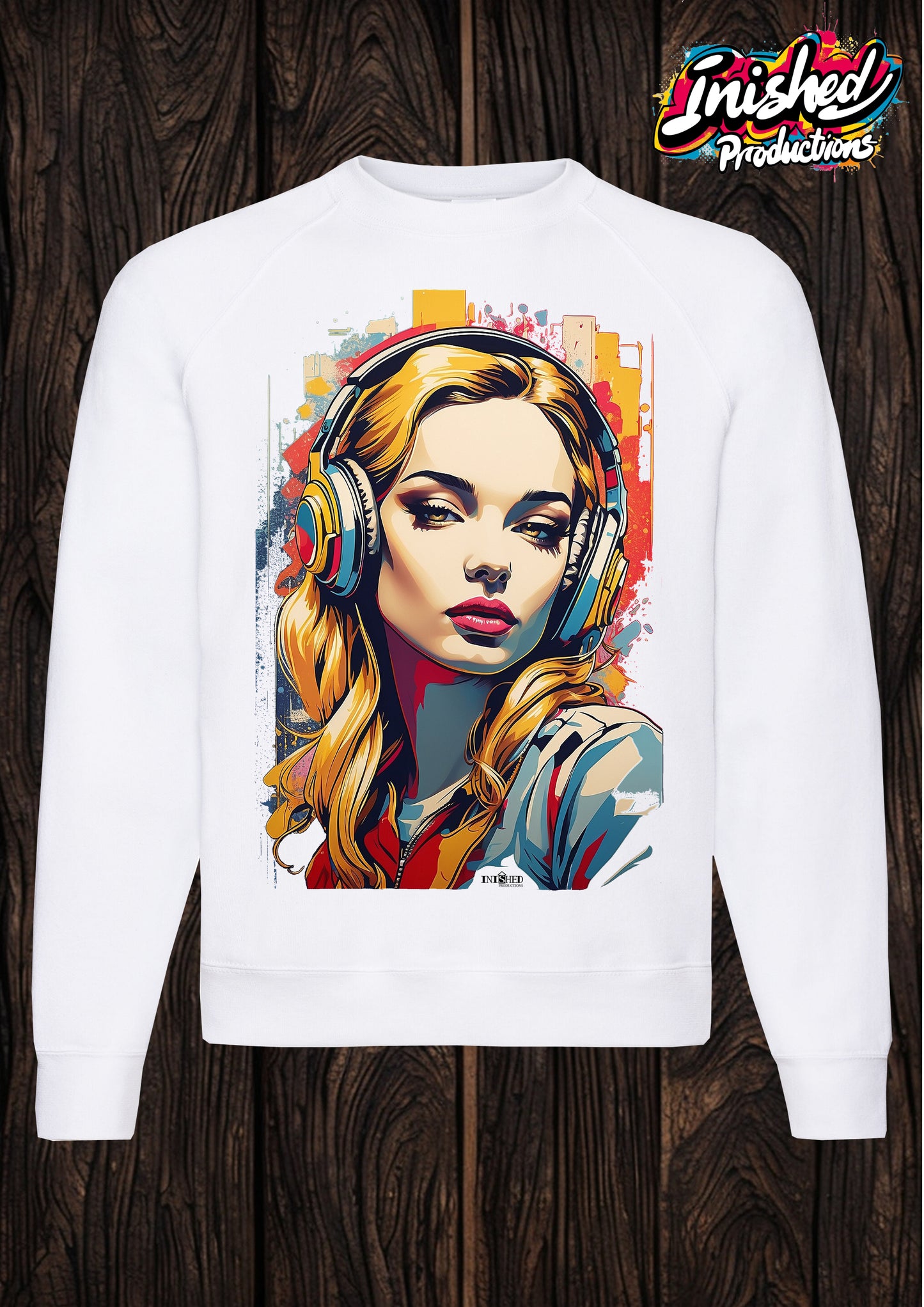 Lichtenstein Headphone girl white unisex Classic Sweatshirt 128