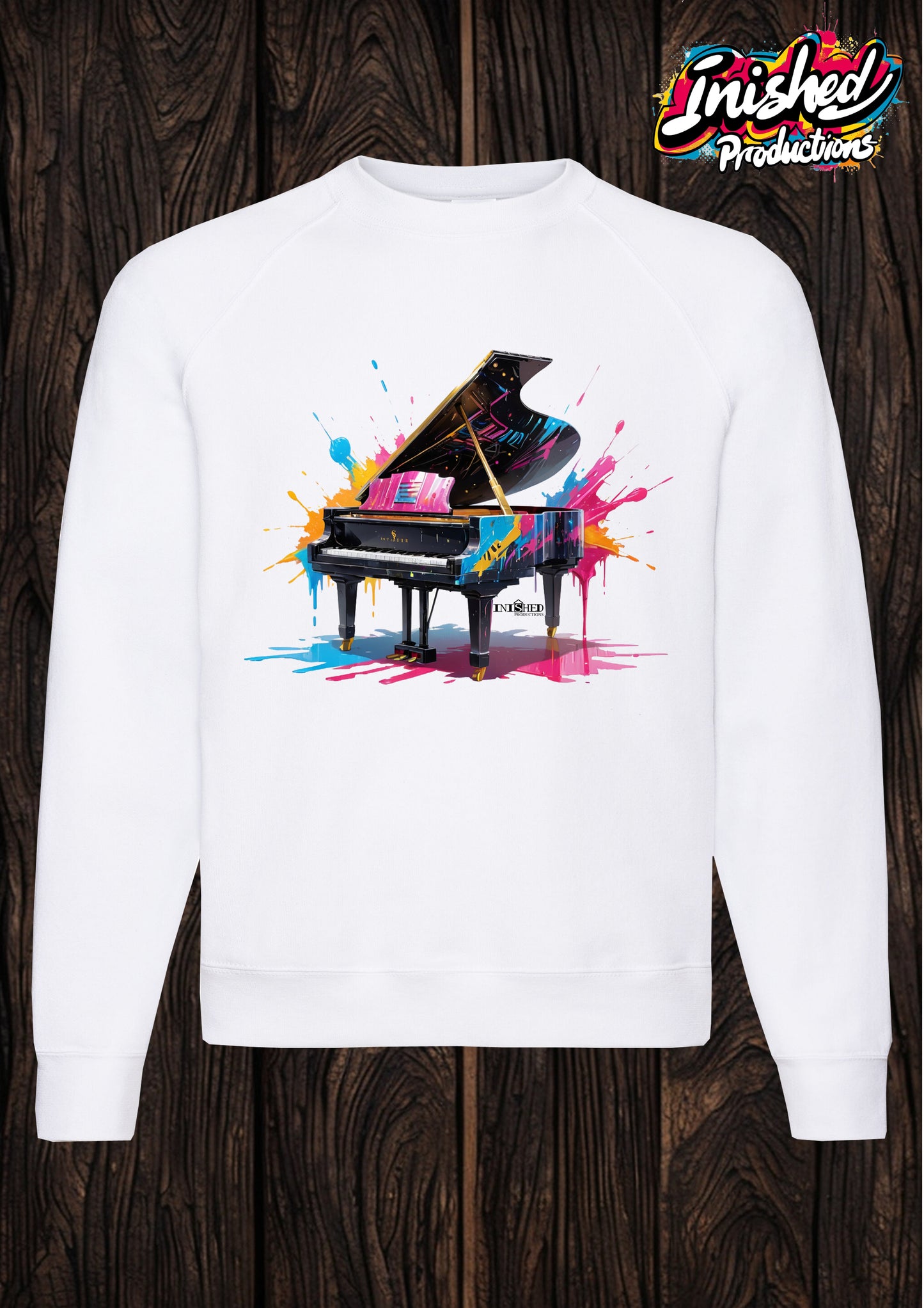 Grand piano paint splatter white unisex Classic Sweatshirt 56