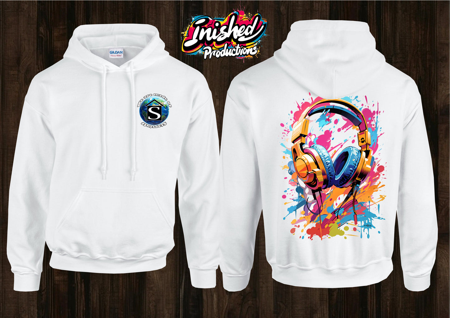 Headphones graffiti unisex white hooded top 50