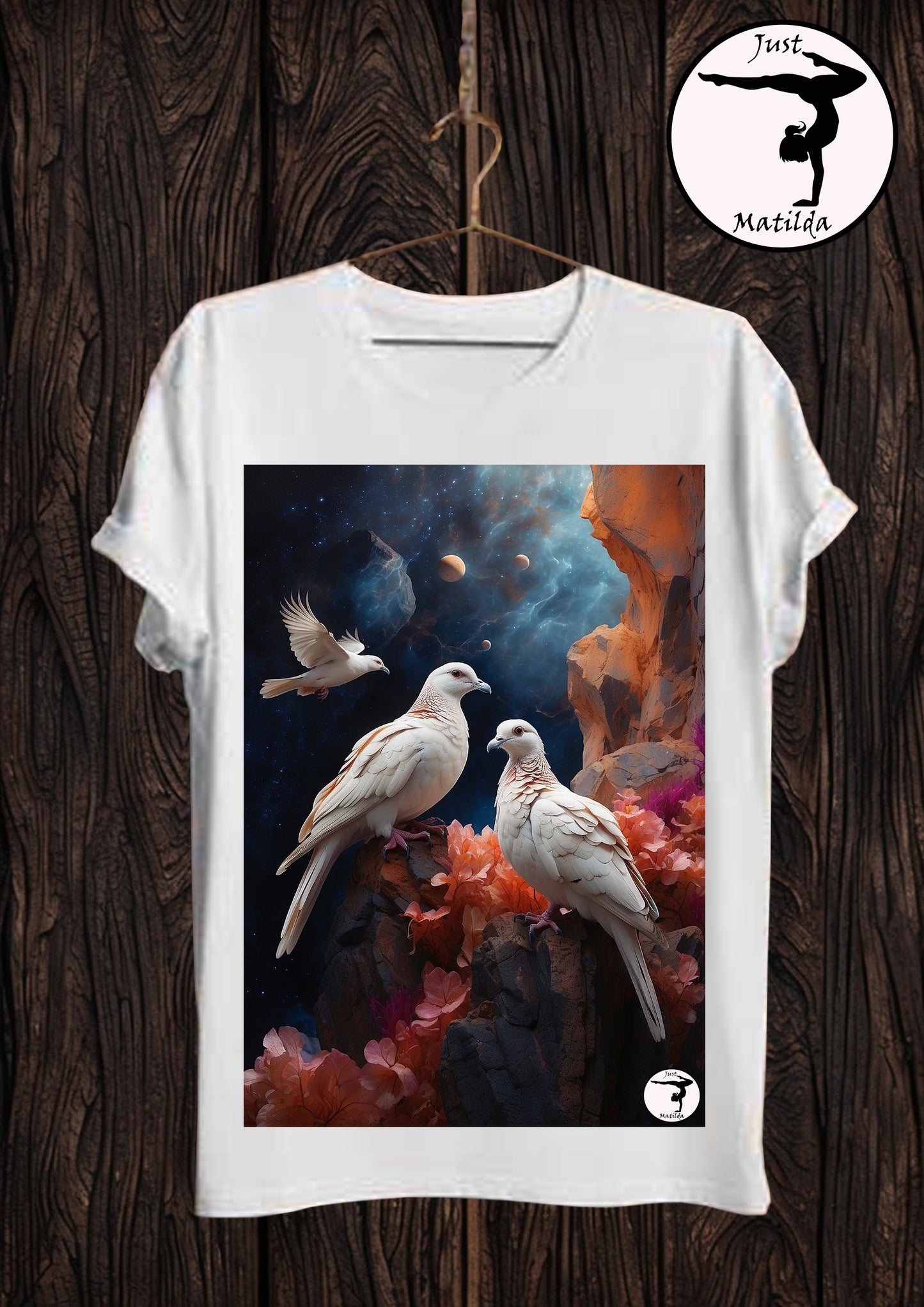 Just Matilda moon pigeon white Unisex short sleeve t-shirt 83