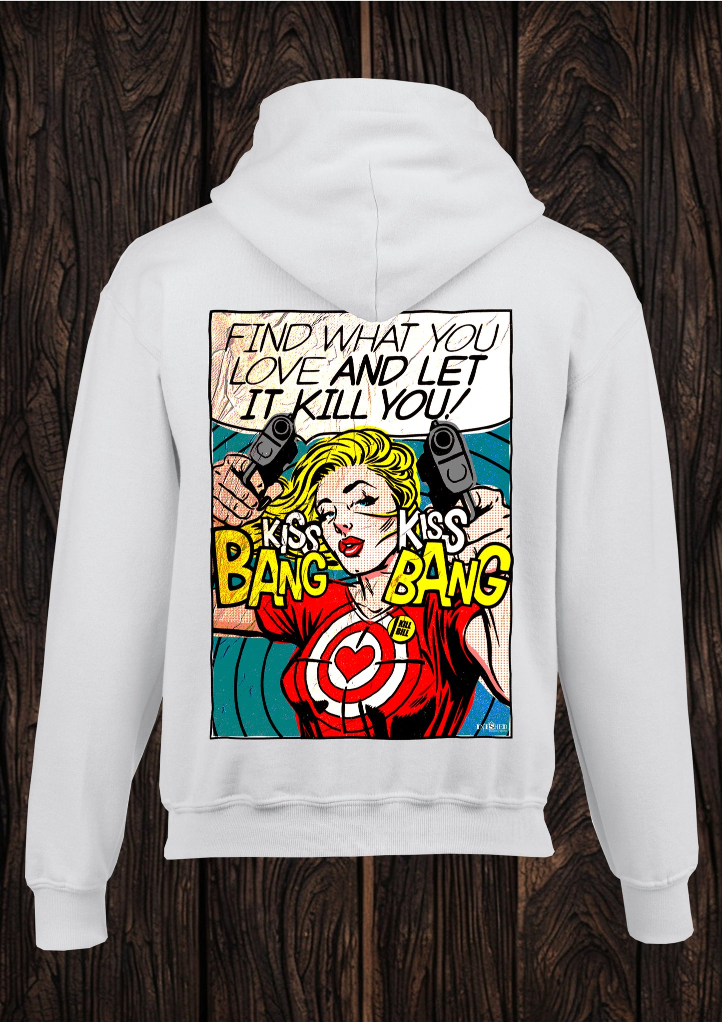 Kiss bang unisex white hooded top 116