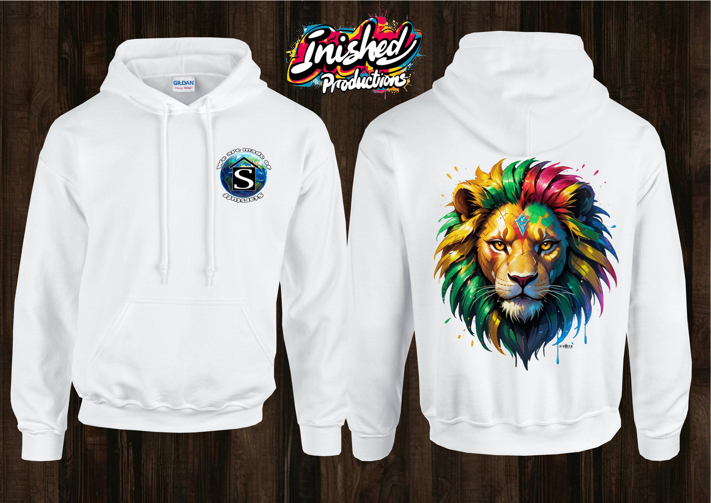 Lion unisex white hooded top 88