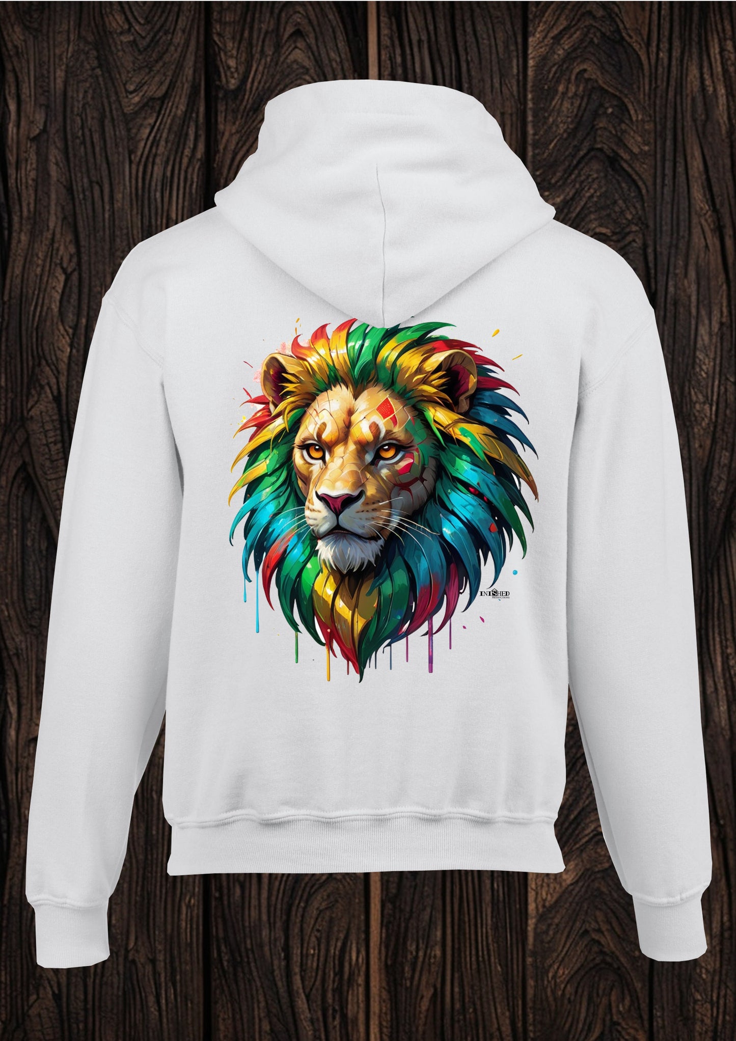 Lion unisex white hooded top 87