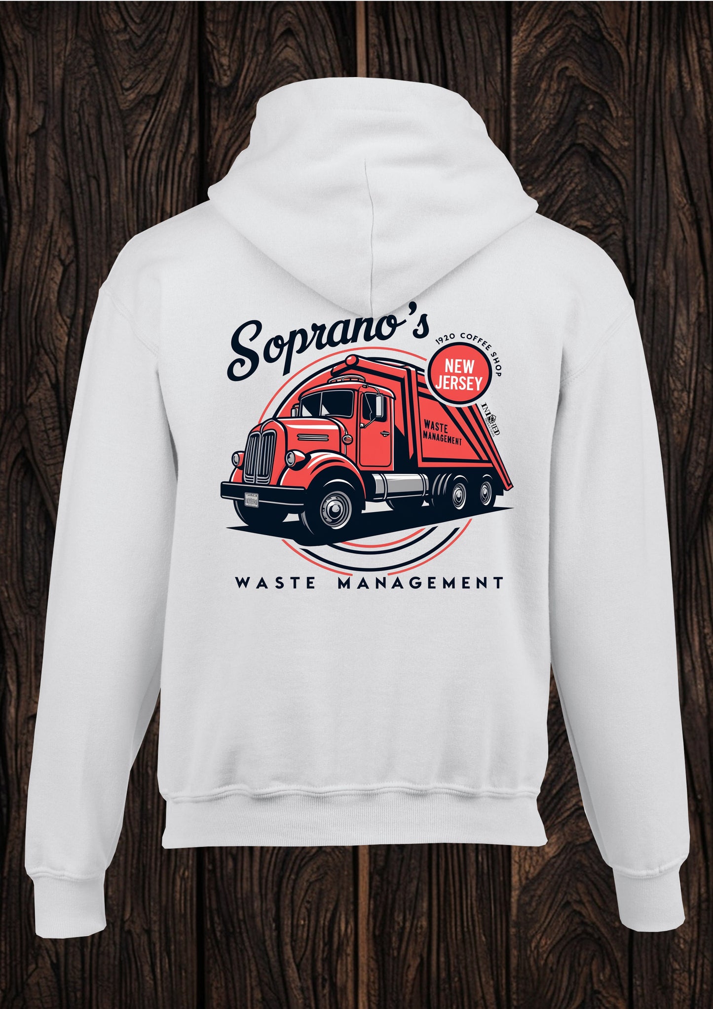Sopranos waste management unisex white hooded top 105