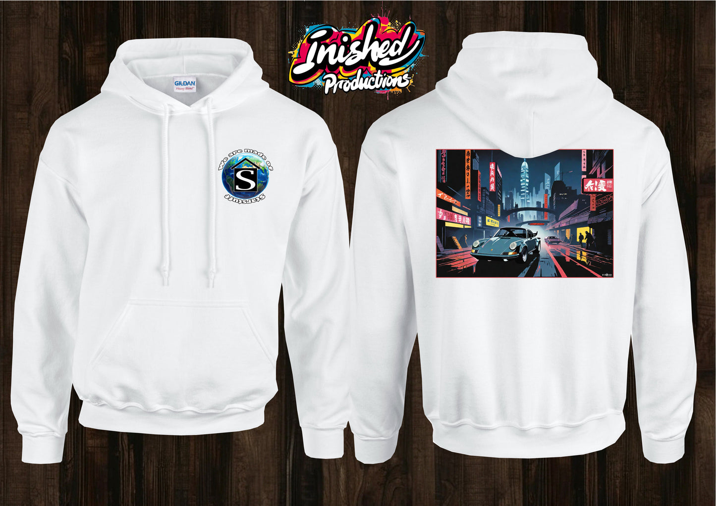 Street racer unisex white hooded top 95
