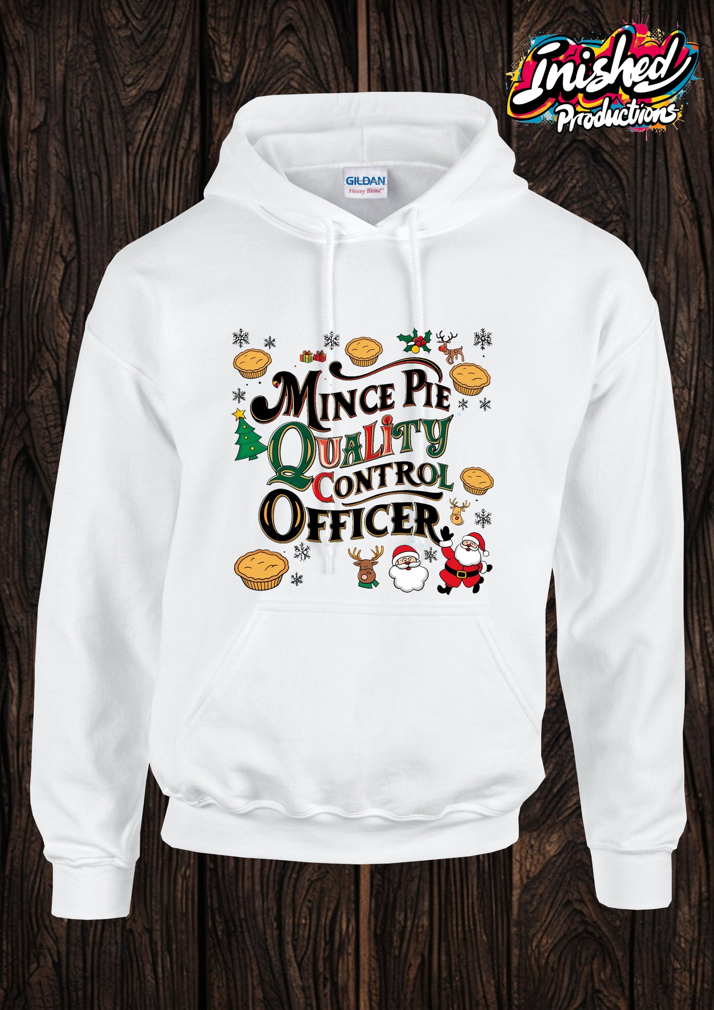 Christmas Mince pie control officer Unisex adult white Hooded top 159