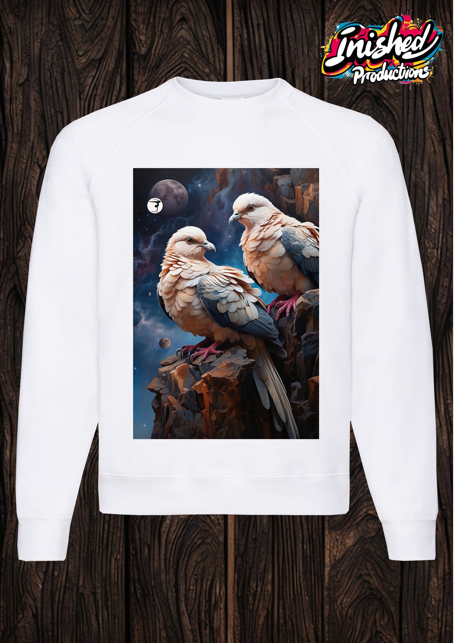 Just Matilda moon pigeon unisex white kids sweatshirt 82