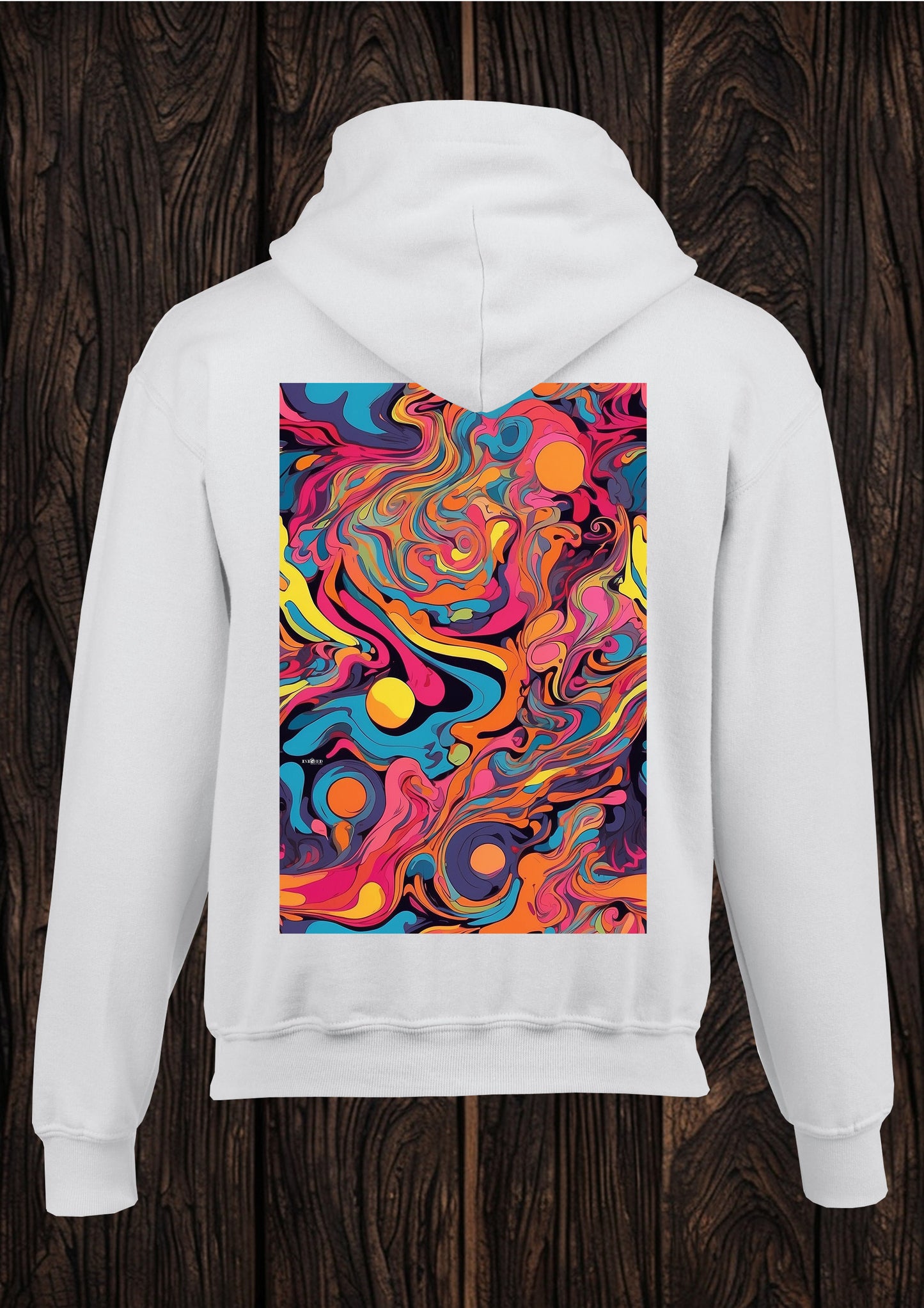 Psychedelic unisex white hooded top 120