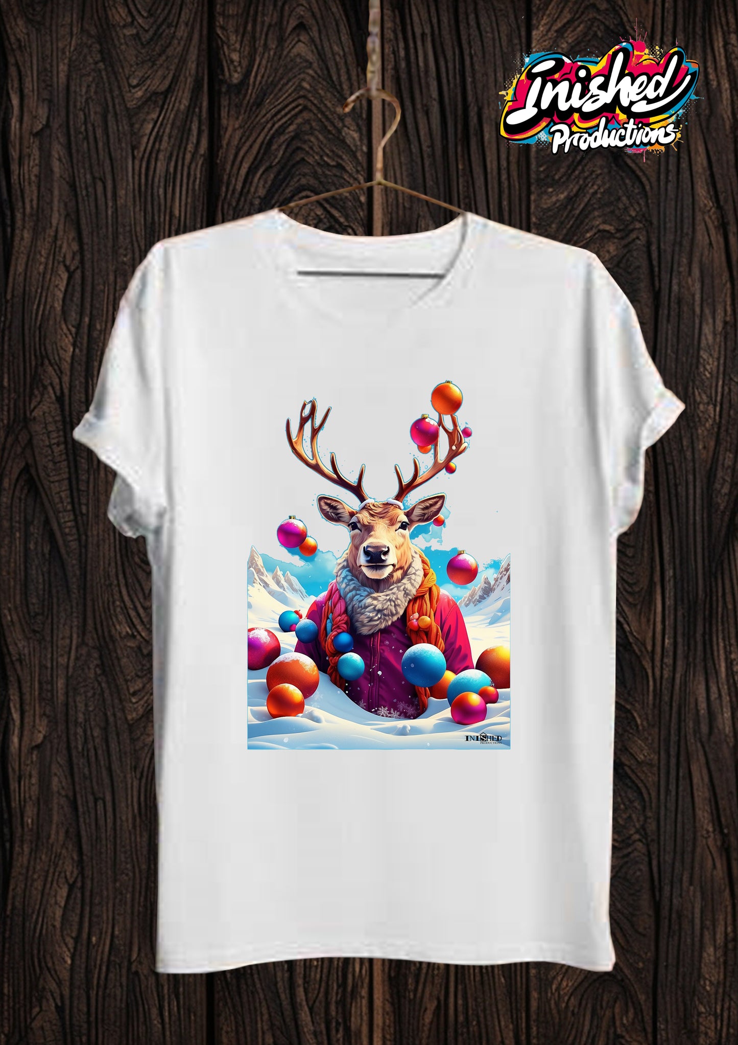 Penguin Reindeer Coat Kids white short sleeve t-shirt 153