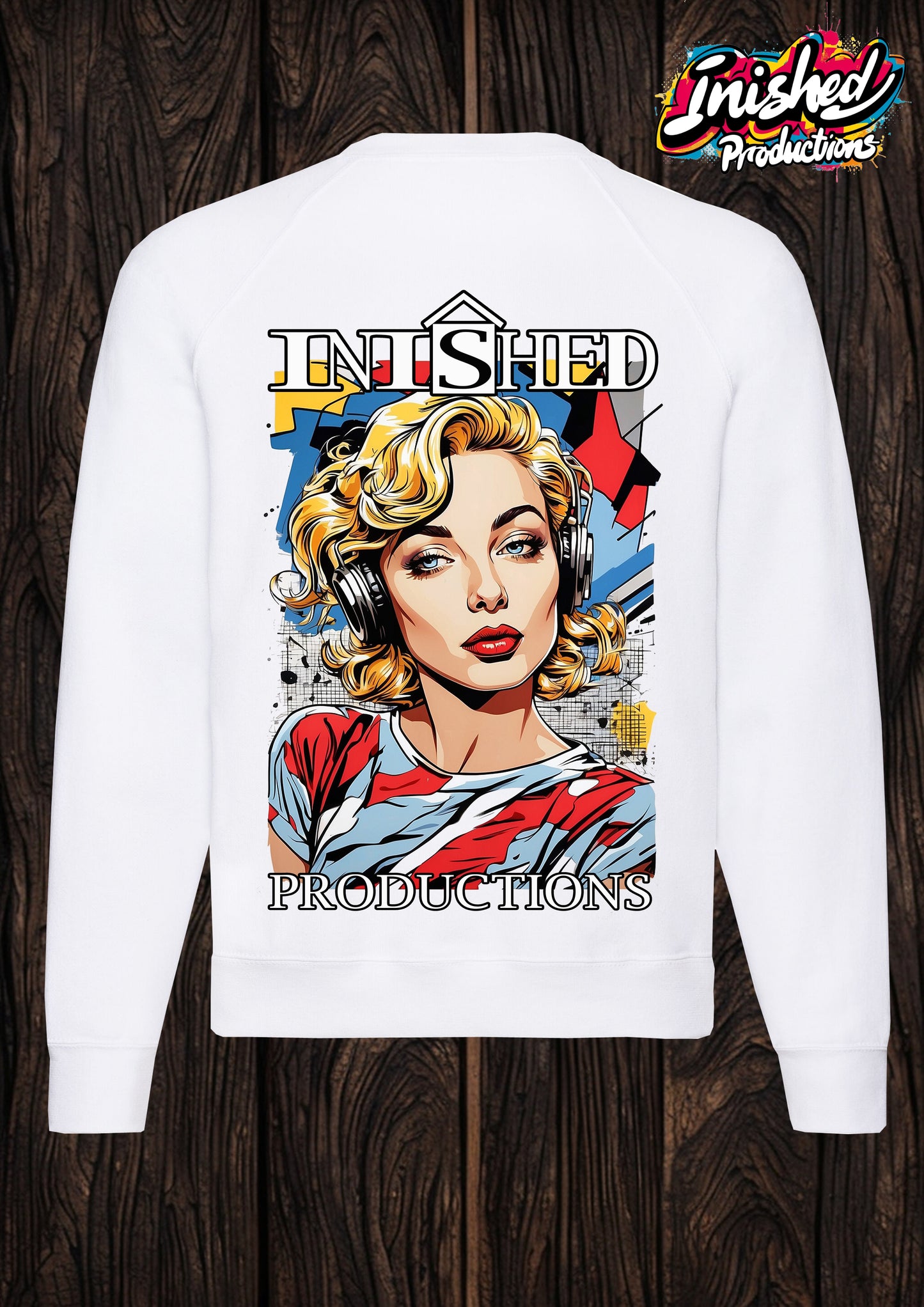 Lichtenstein Headphone girl white unisex Classic Sweatshirt 129