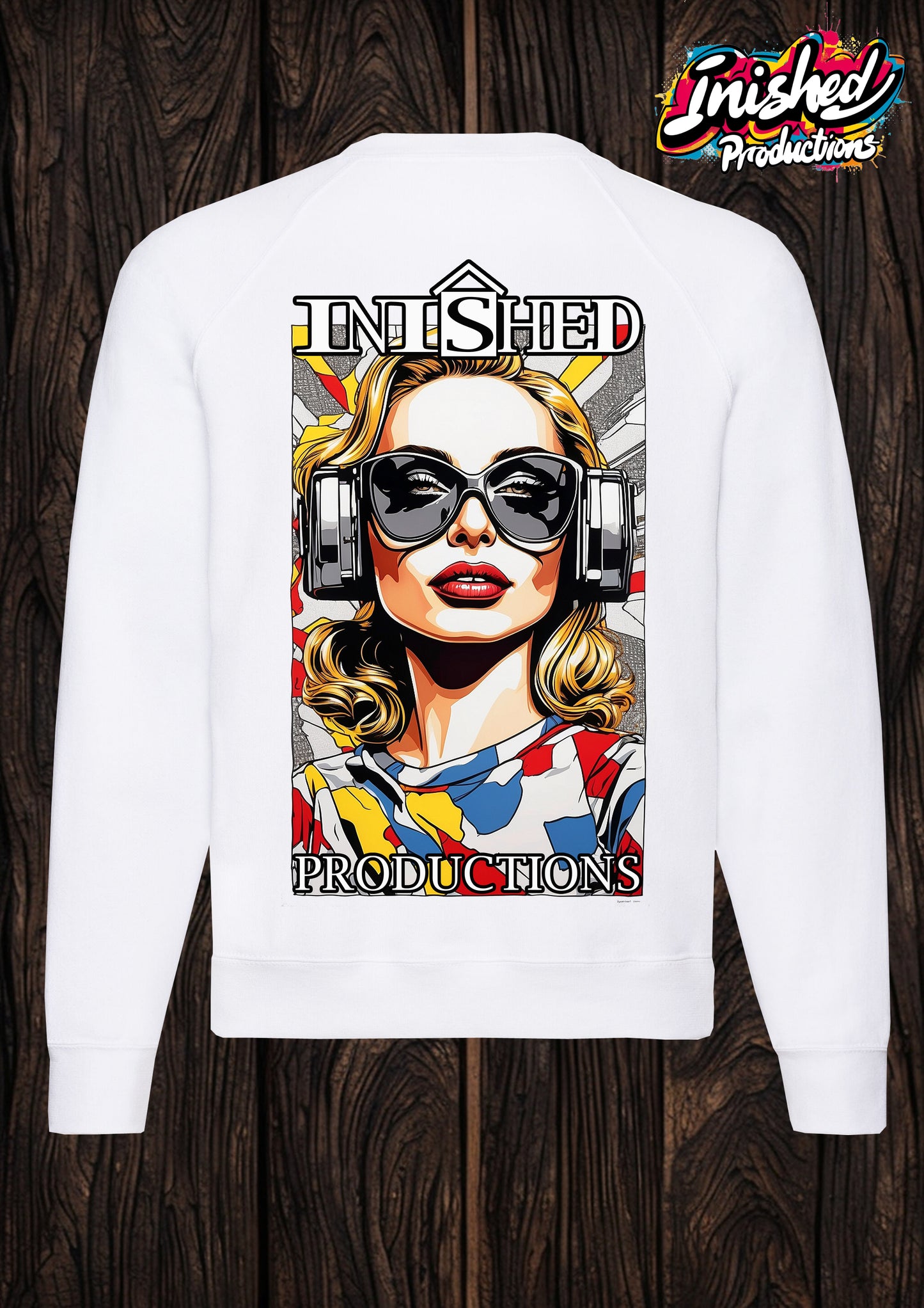Lichtenstein Headphone girl white unisex Classic Sweatshirt 130