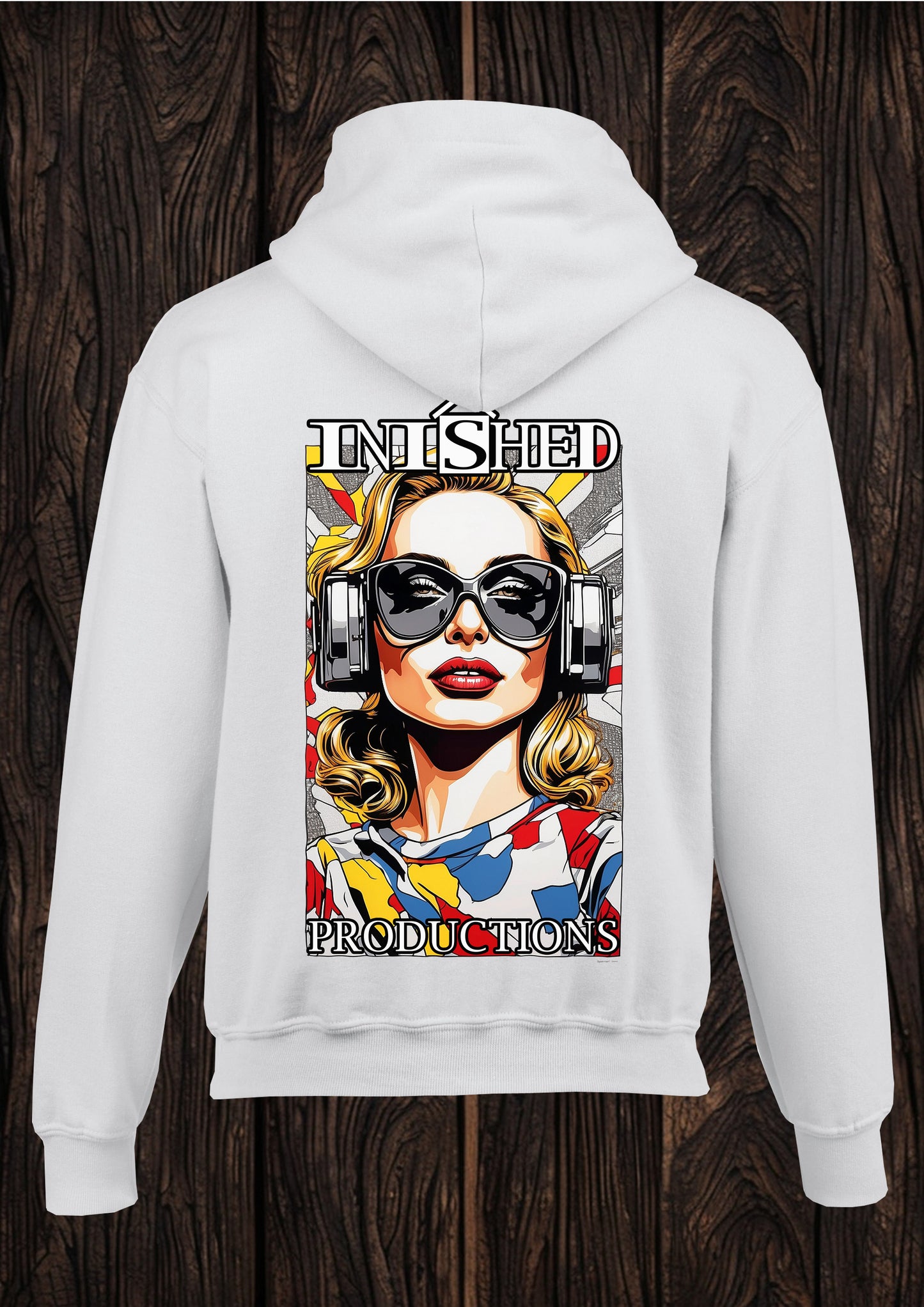 Lichtenstein headphone girl tape unisex white hooded top 130