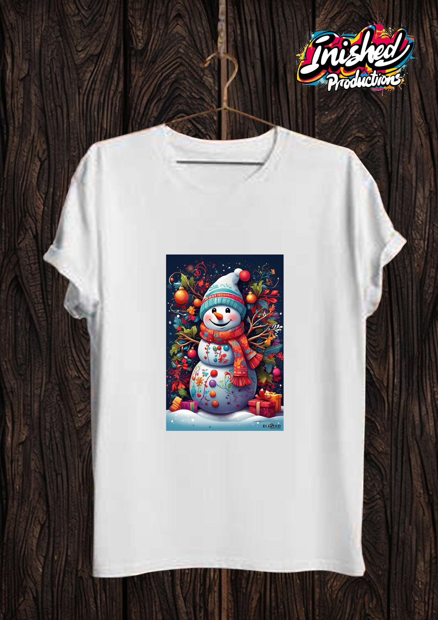 Christmas Snowman Unisex white short sleeve t-shirt 154