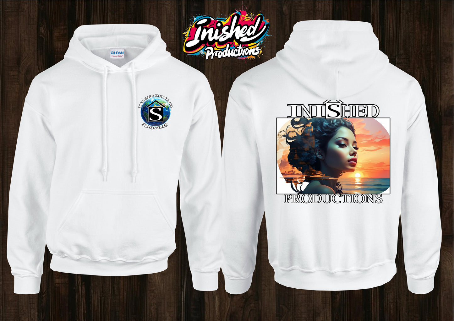 Sunset exposure unisex white hooded top 60