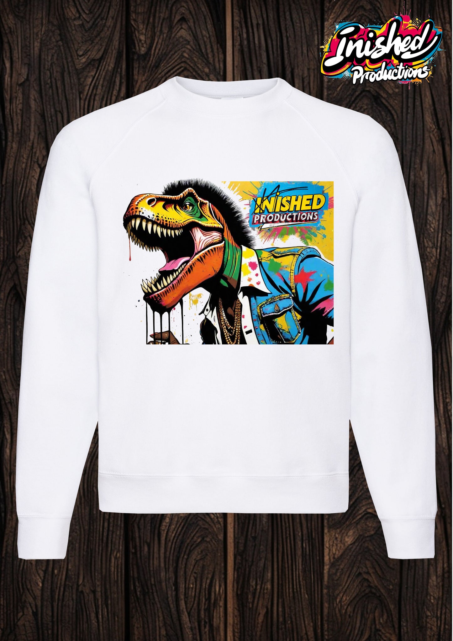T-Rex graffiti white unisex Classic Sweatshirt 92