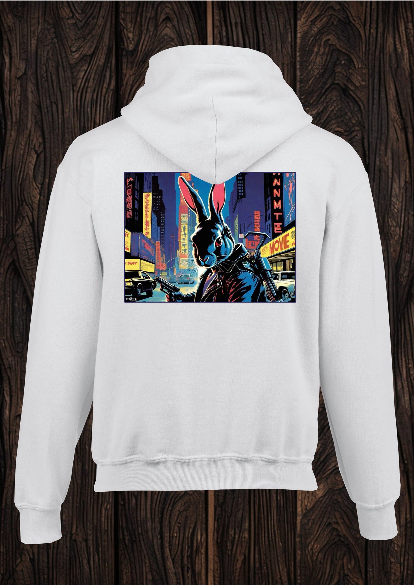 Rabbit cop unisex white hooded top 102