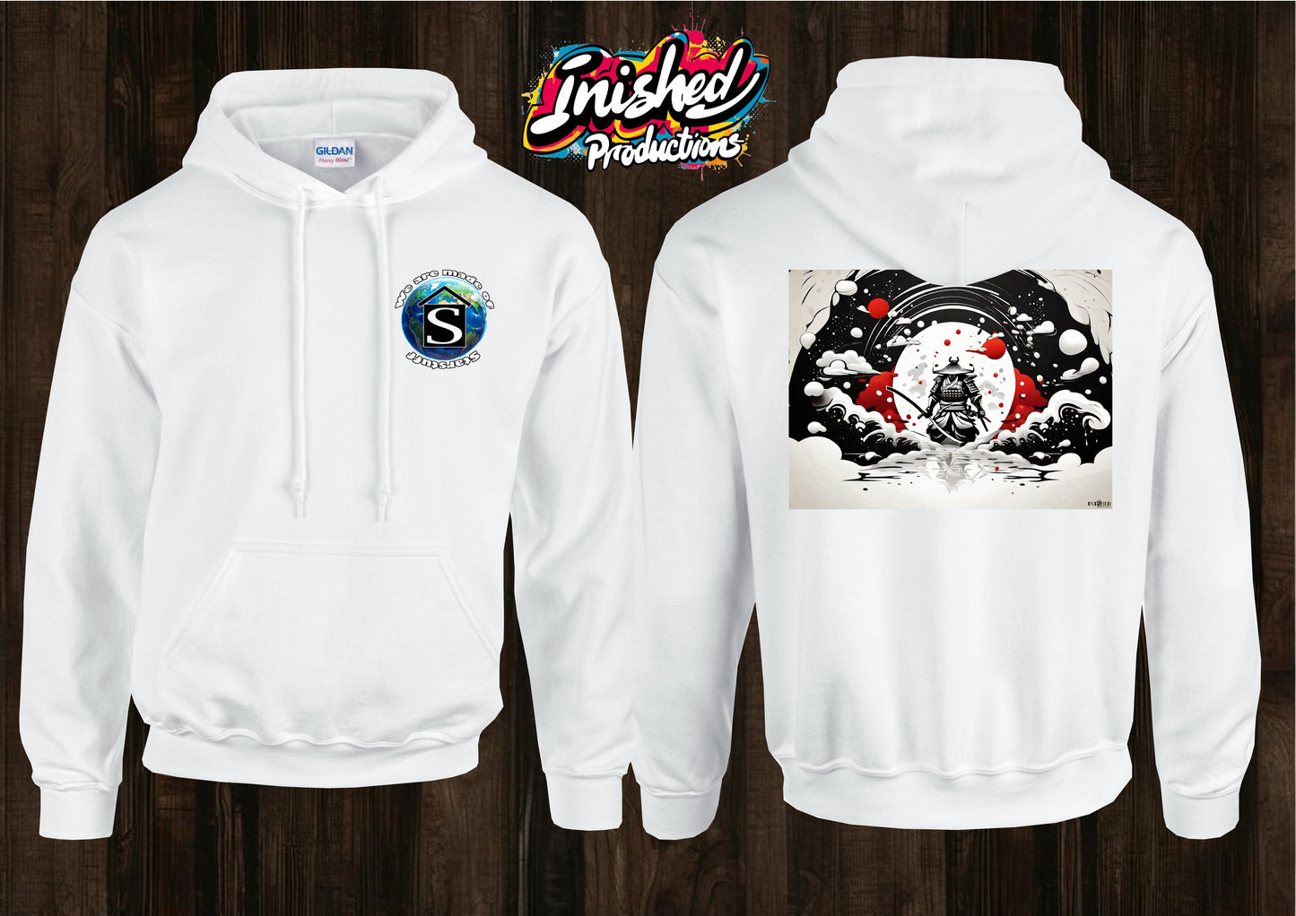 Samurai warrior  unisex white hooded top 107
