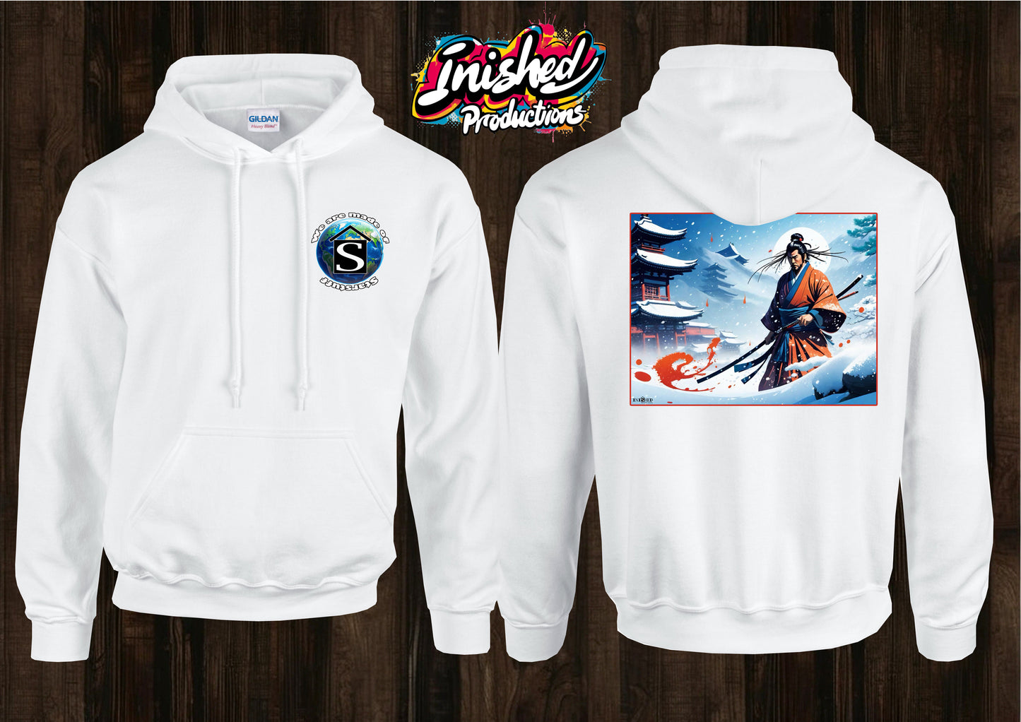 Samurai warrior  unisex white hooded top 109