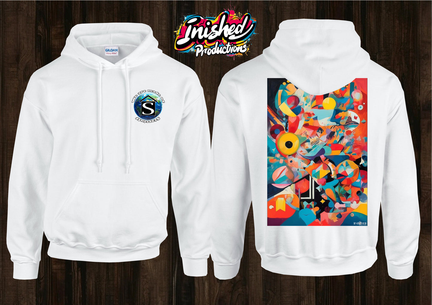 90s retro pattern Adult unisex white hooded top 5