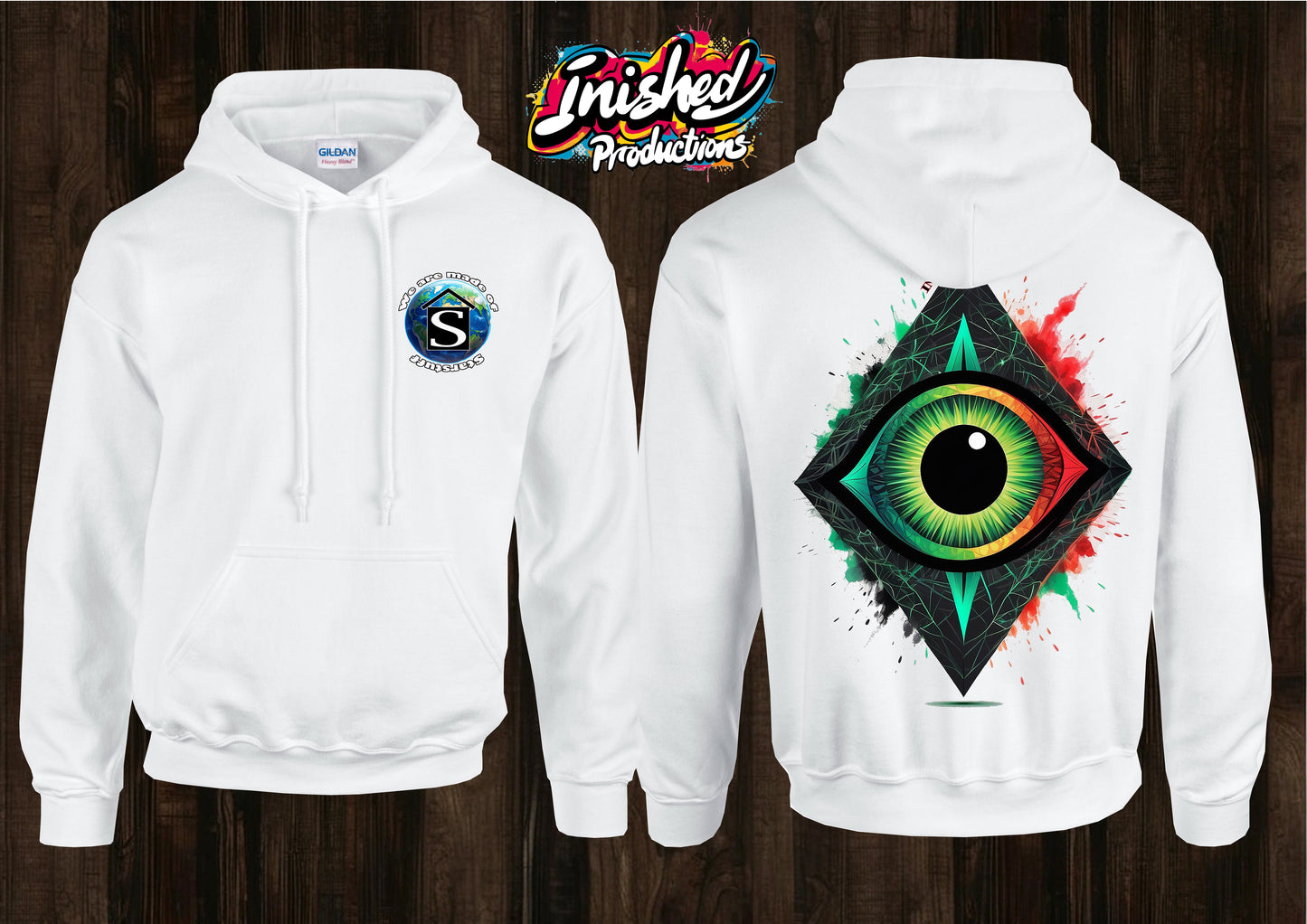 All seeing eye Adult unisex white hooded top 6