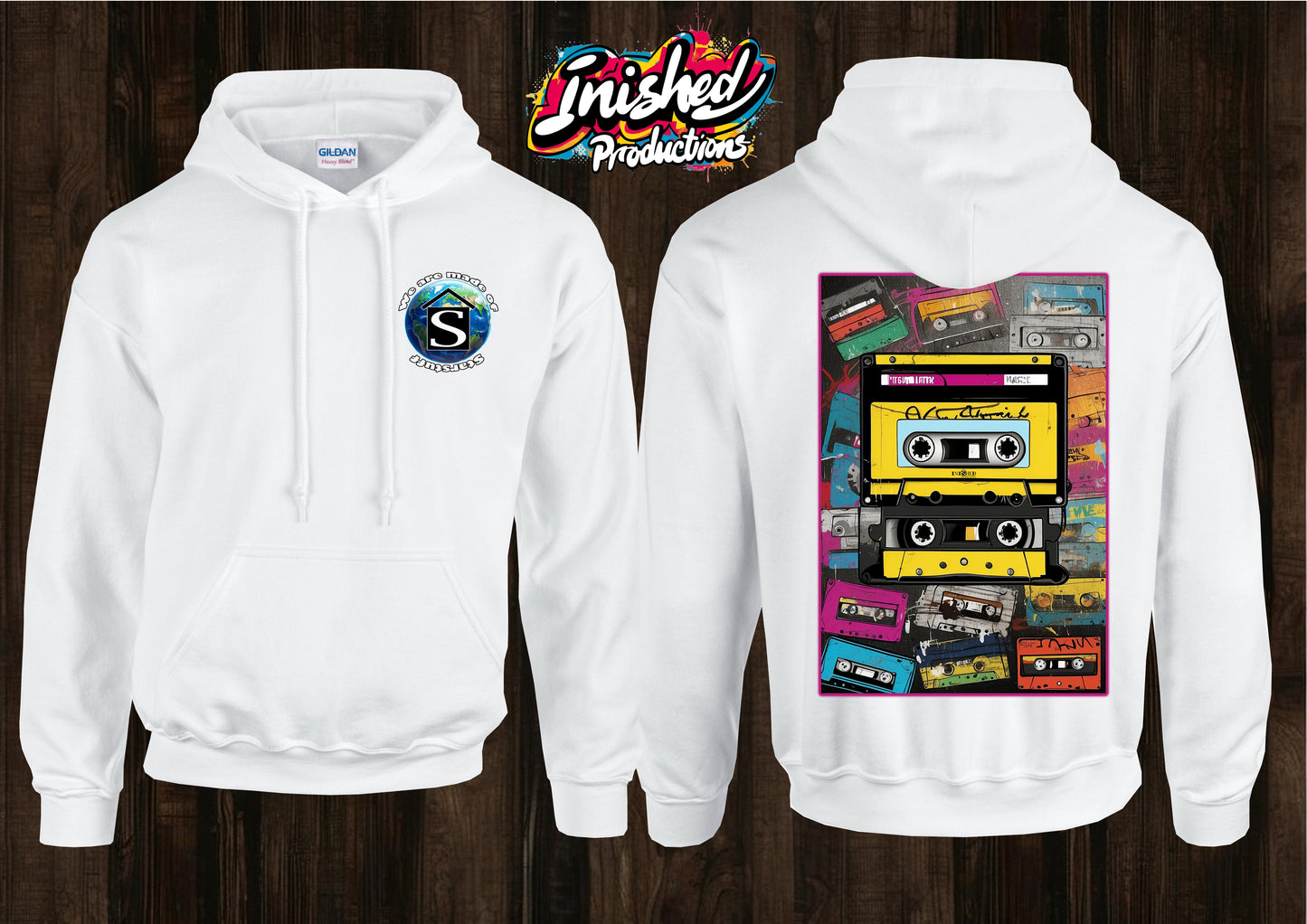Cassette graffiti unisex white hooded top 42
