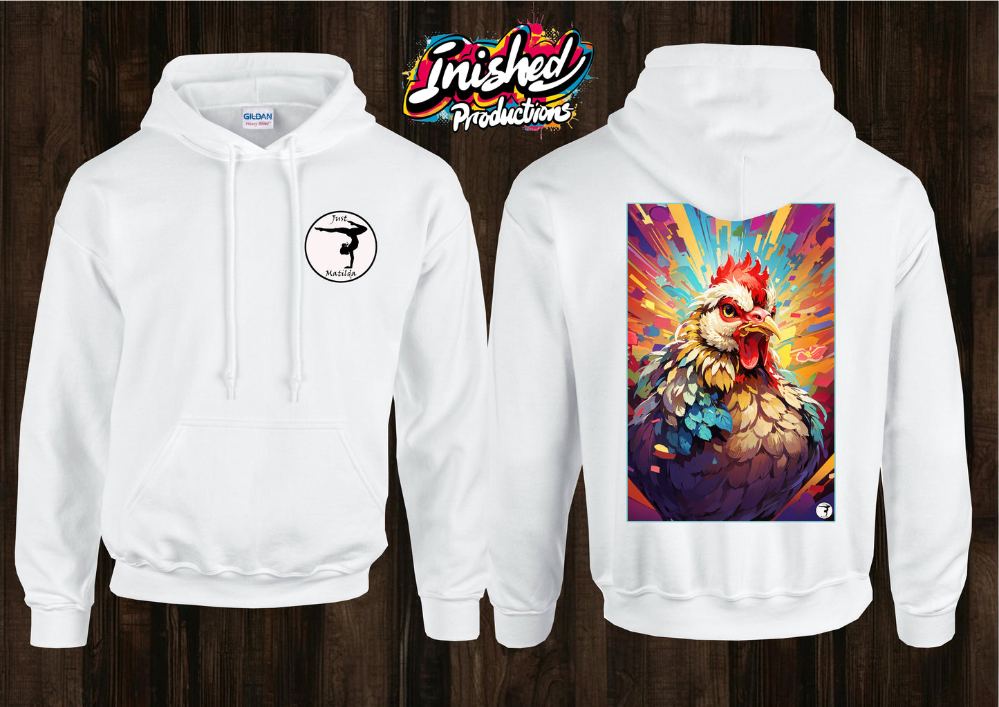Just Matilda Just chicken unisex white kids Hooded top 69