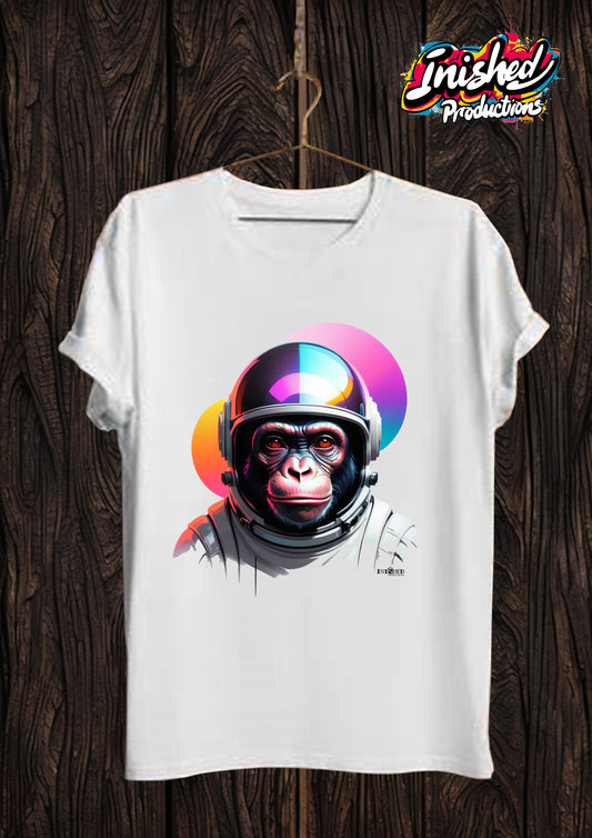 Chimp in space white Unisex short sleeve t-shirt 16