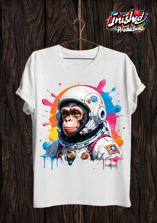 Chimps in space white Unisex short sleeve t-shirt 12