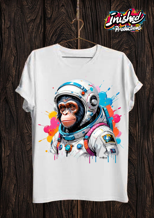 Chimps in space white Unisex short sleeve t-shirt 13