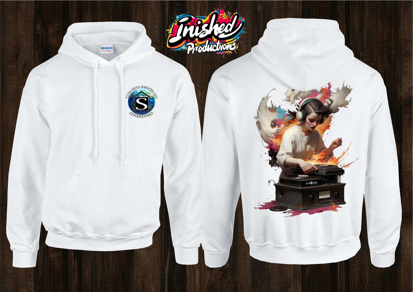 Dark arts stereo unisex white hooded top 18