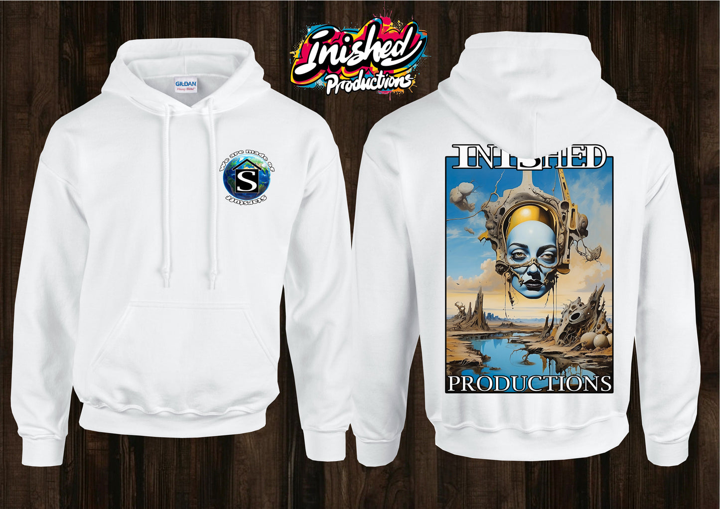 Dali apocalyptic face unisex white hooded top 30