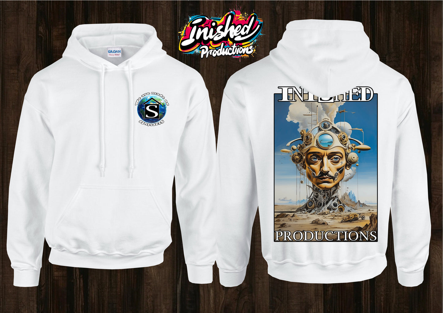 Dali apocalyptic face unisex white hooded top 29