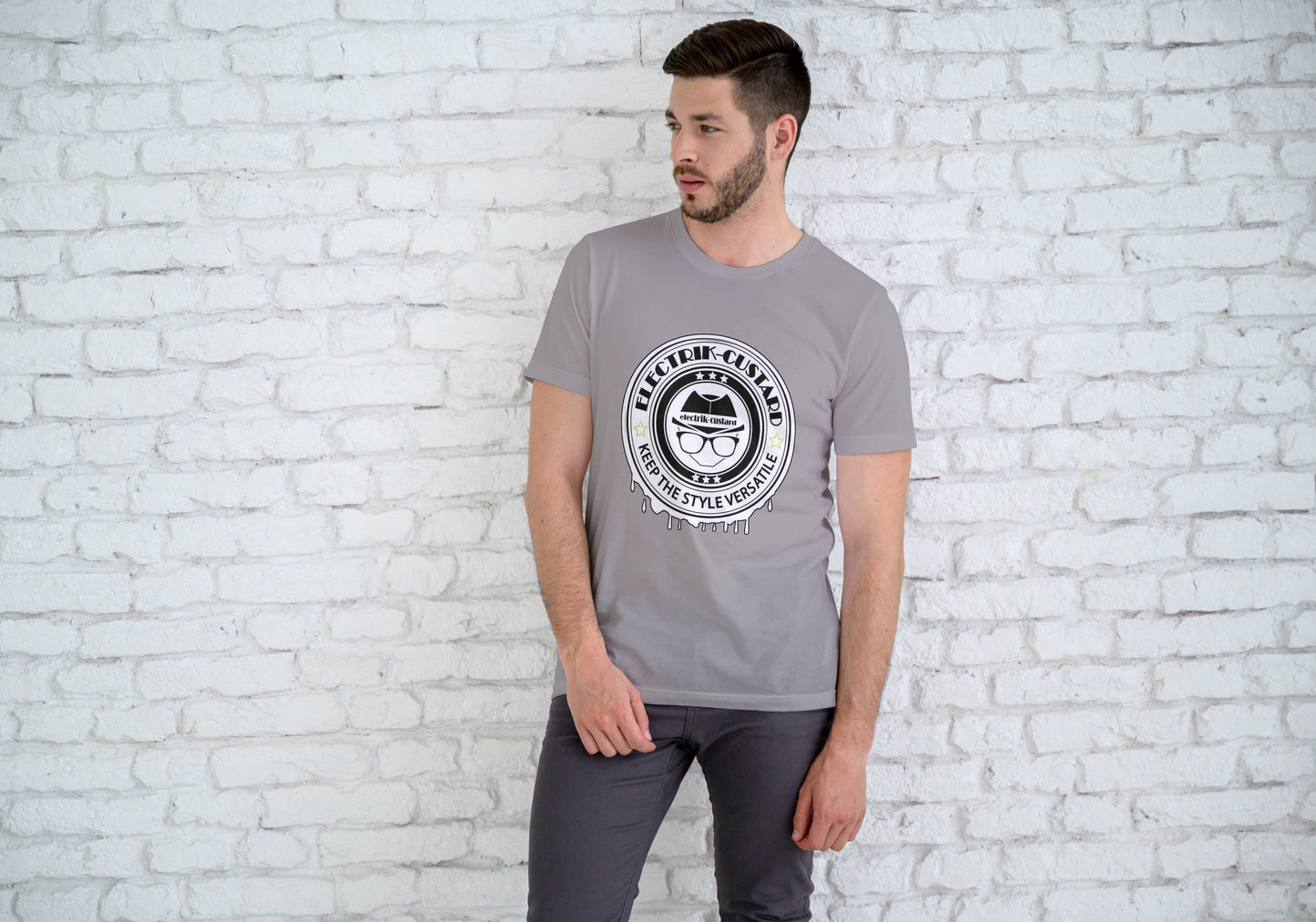 Electrik Custard Style 1 Interactive Unisex white short sleeve T-Shirt