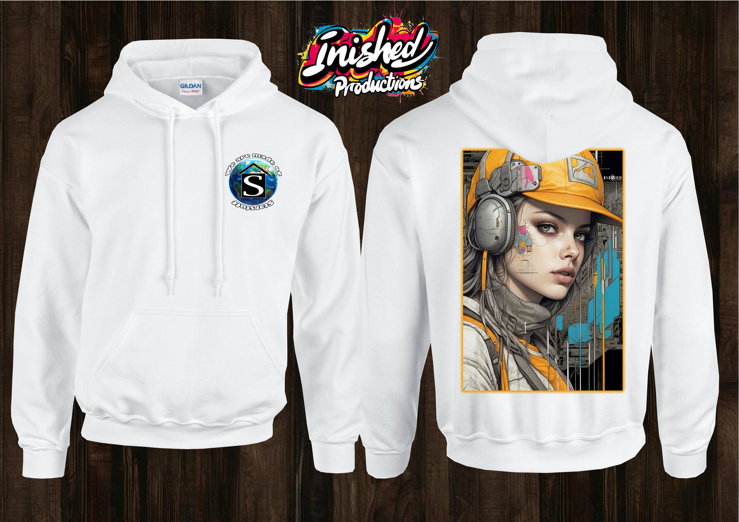 Future workwear graffiti unisex white hooded top 38