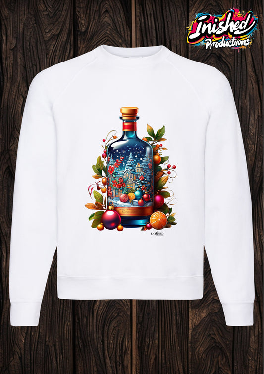 Christmas Gin Bottle unisex white Classic Sweatshirt 149