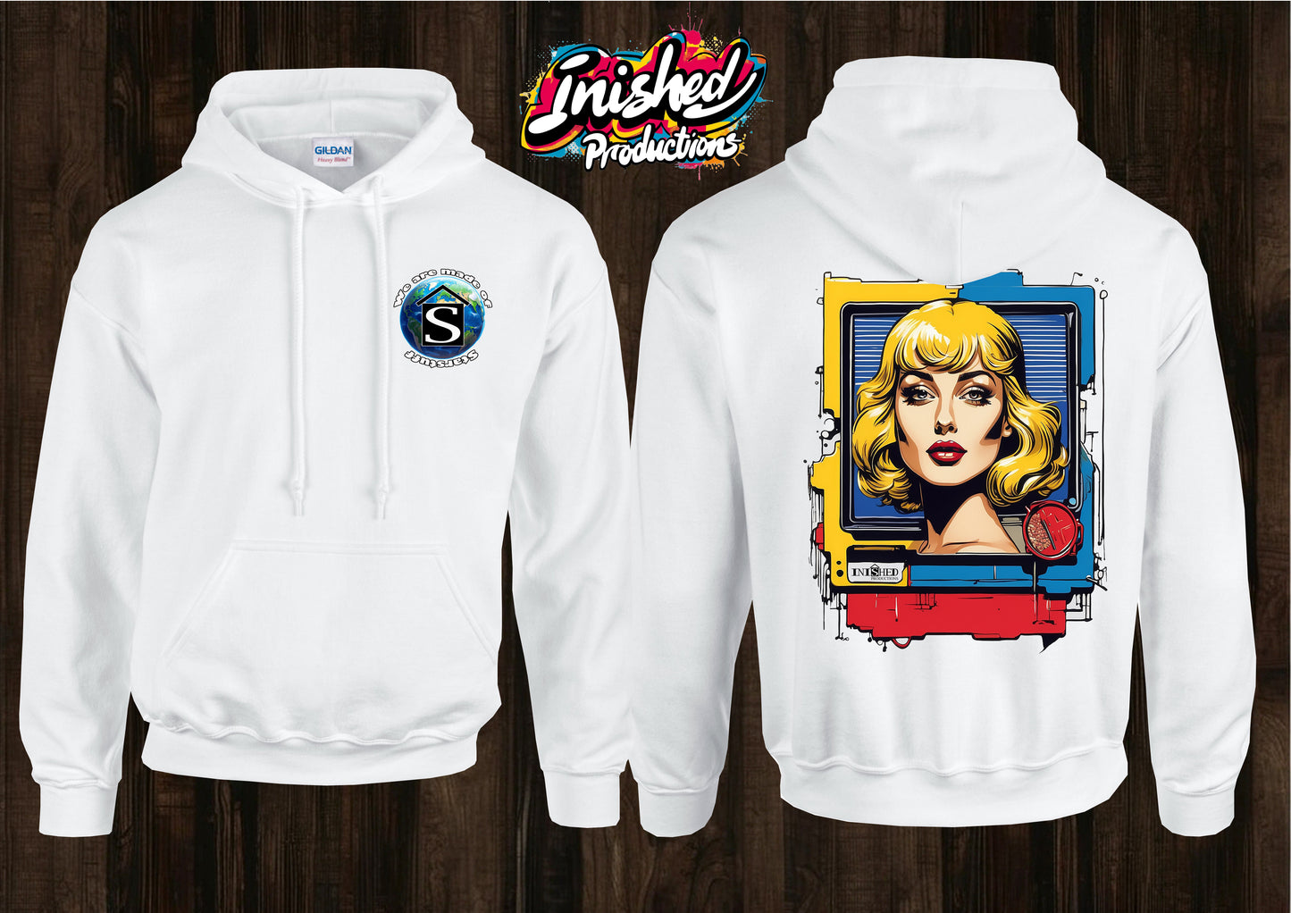 Lichtenstein TV girl tape unisex white hooded top 123