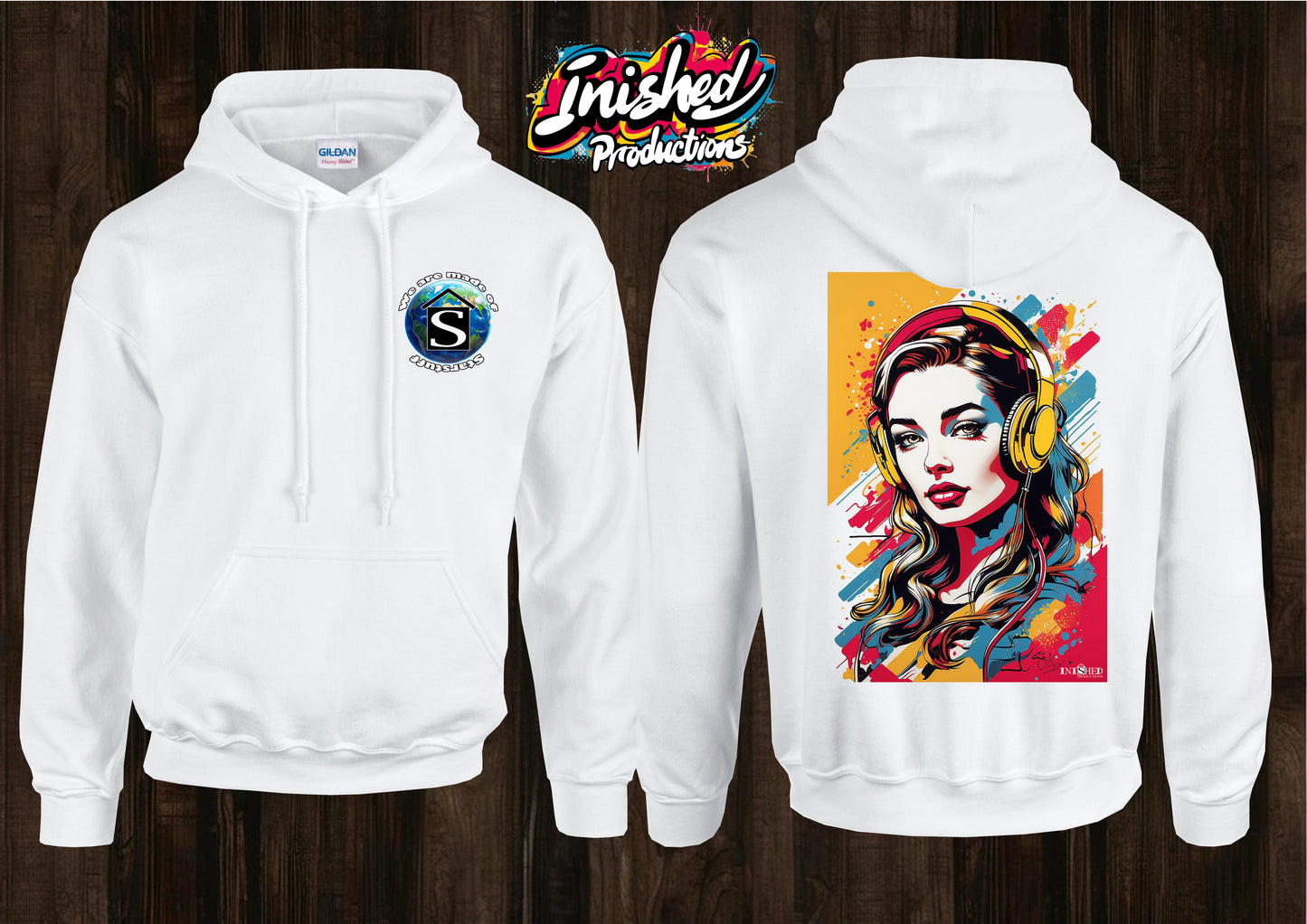 Lichtenstein headphone girl tape unisex white hooded top 125