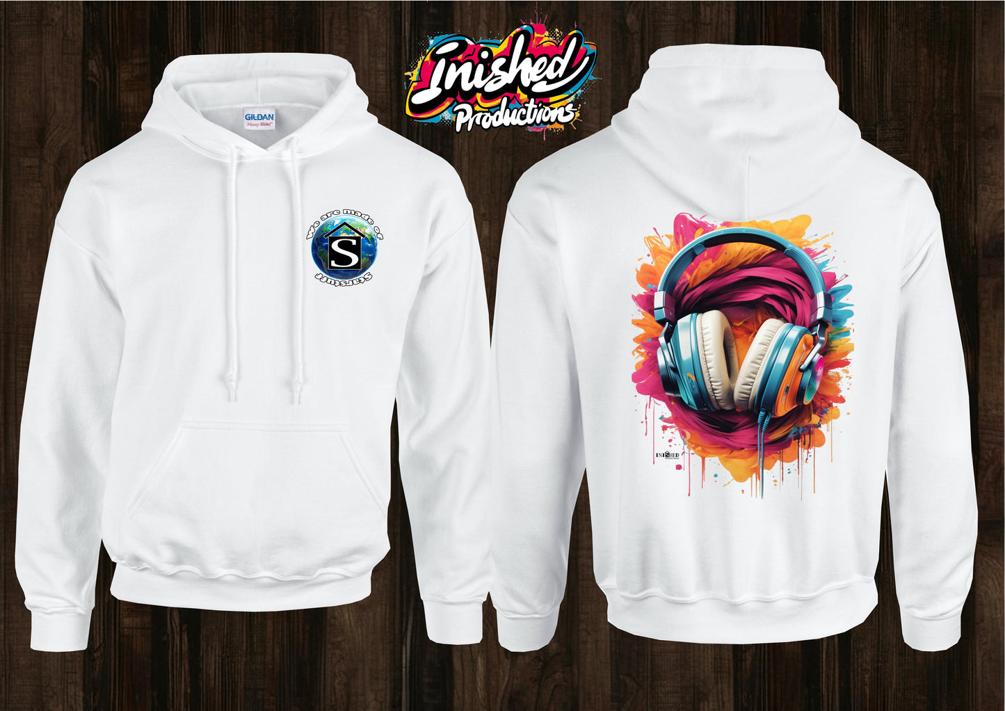 Headphones graffiti unisex white hooded top 51