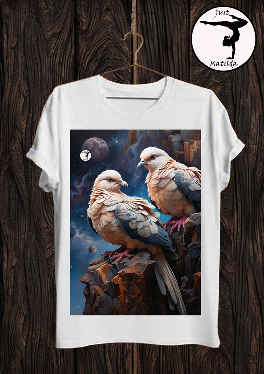 Just Matilda moon pigeon white Unisex short sleeve t-shirt 82