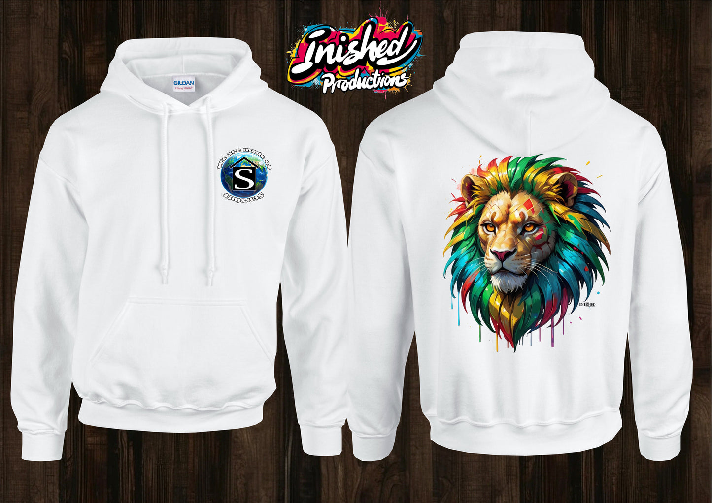 Lion unisex white hooded top 87