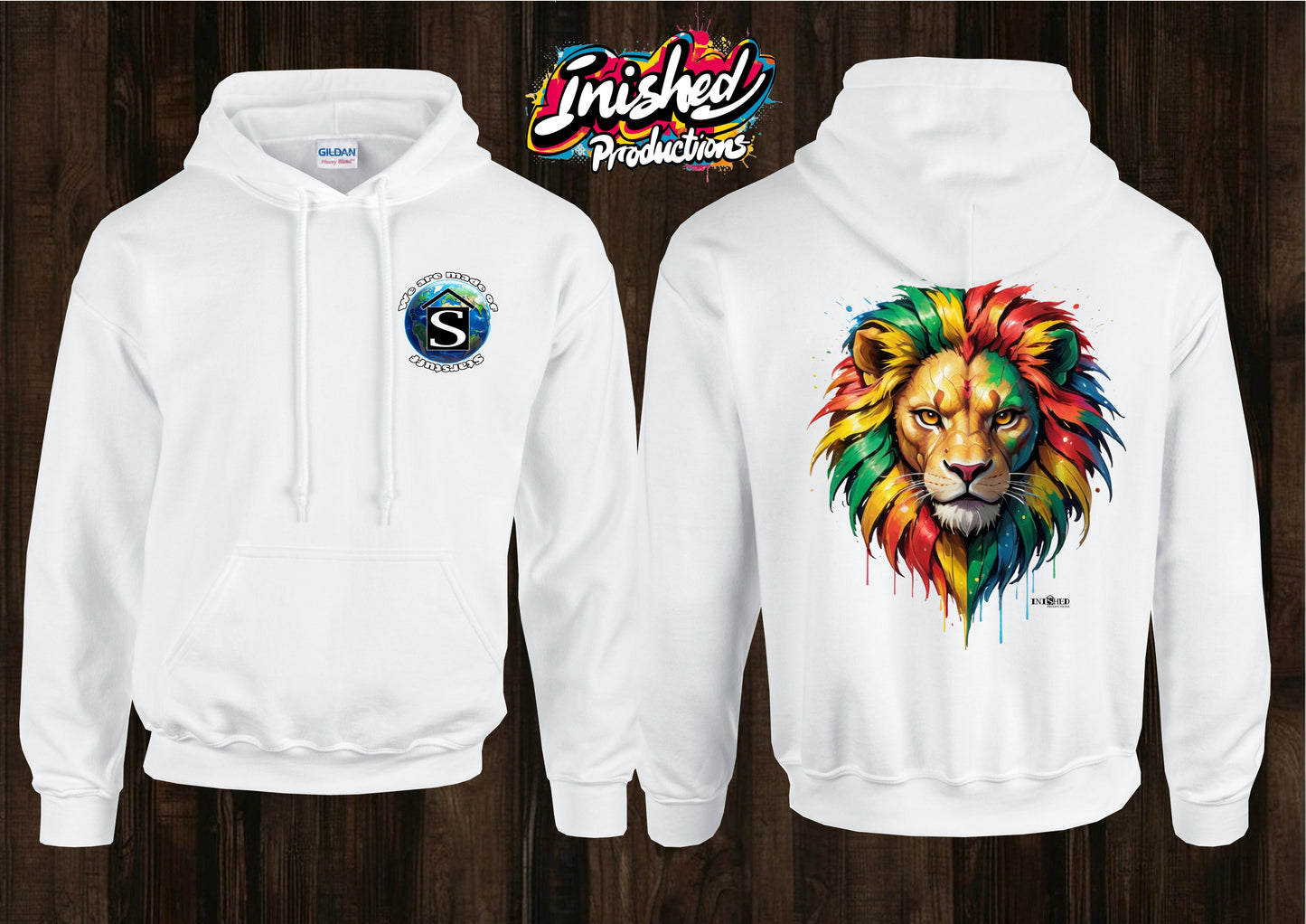 Lion unisex white hooded top 86