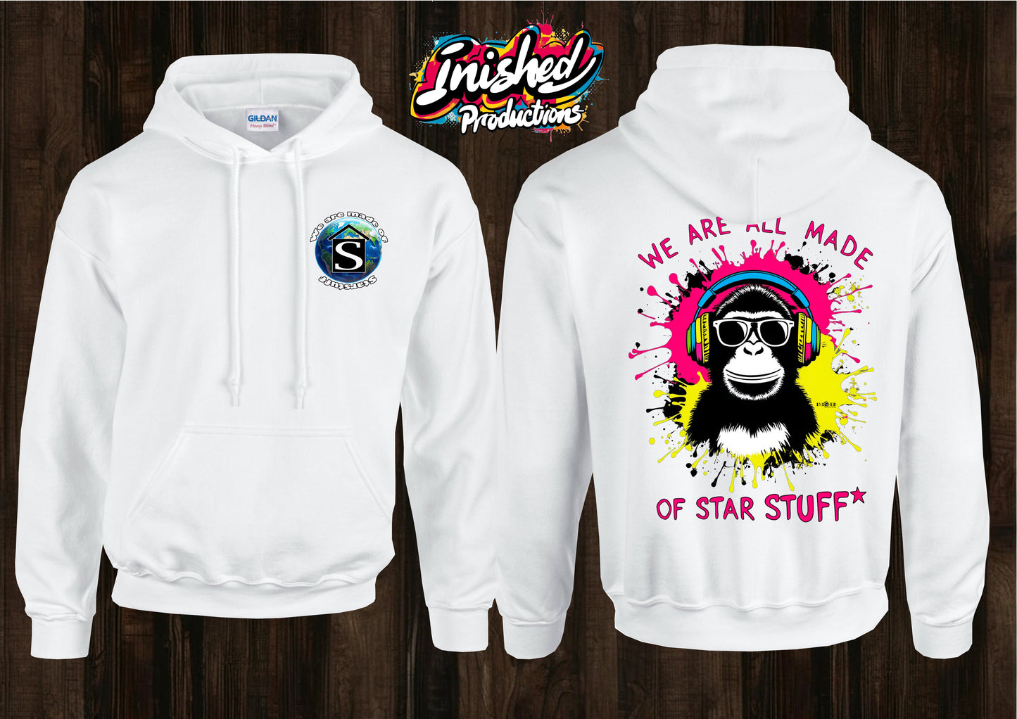 Starstuff  unisex white hooded top 110