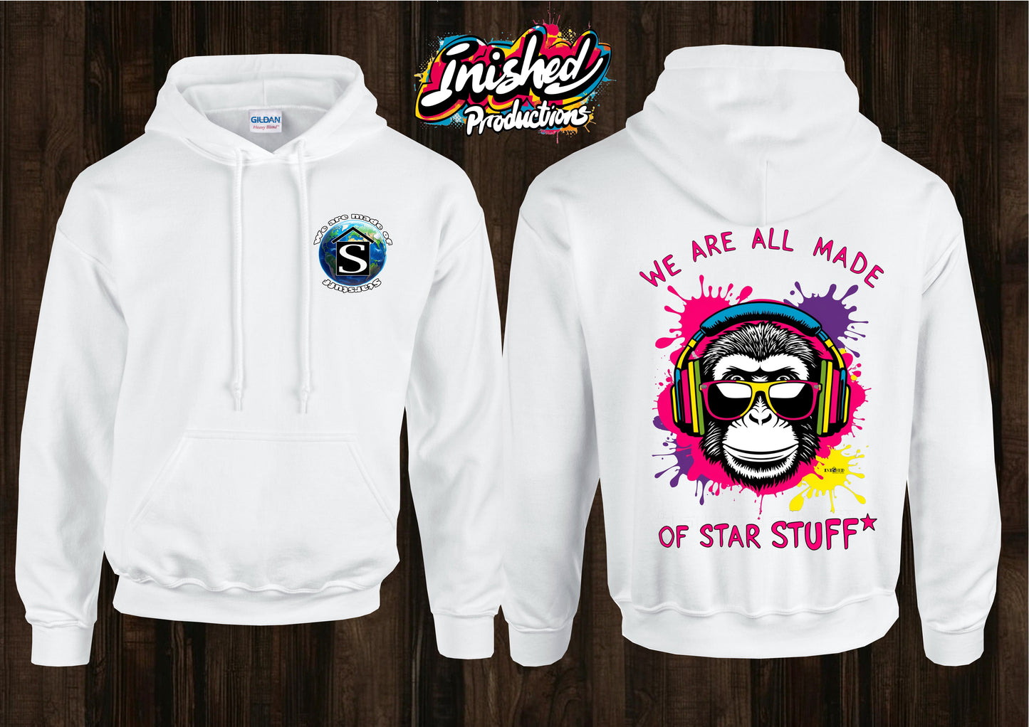 Star stuff  unisex white hooded top 111