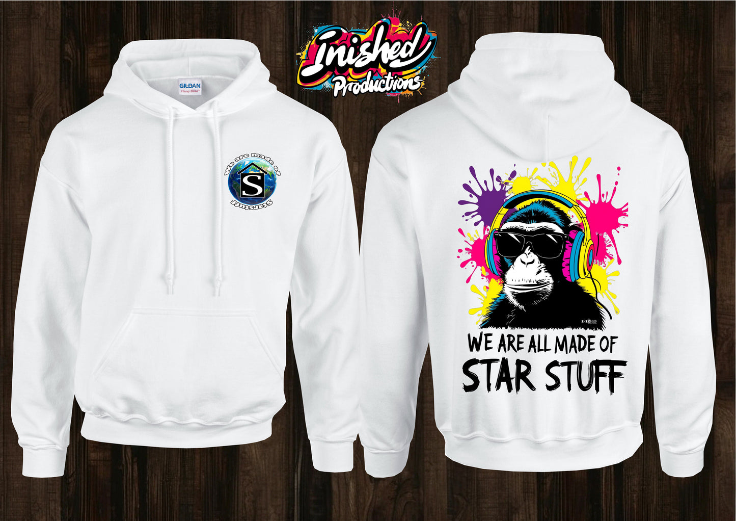 Star stuff  unisex white hooded top 113