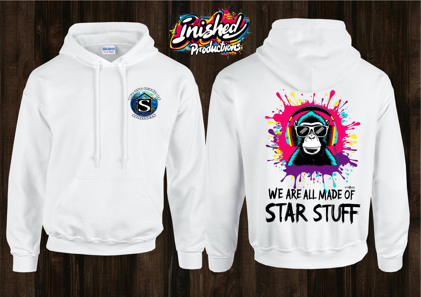 Star stuff  unisex white hooded top 114