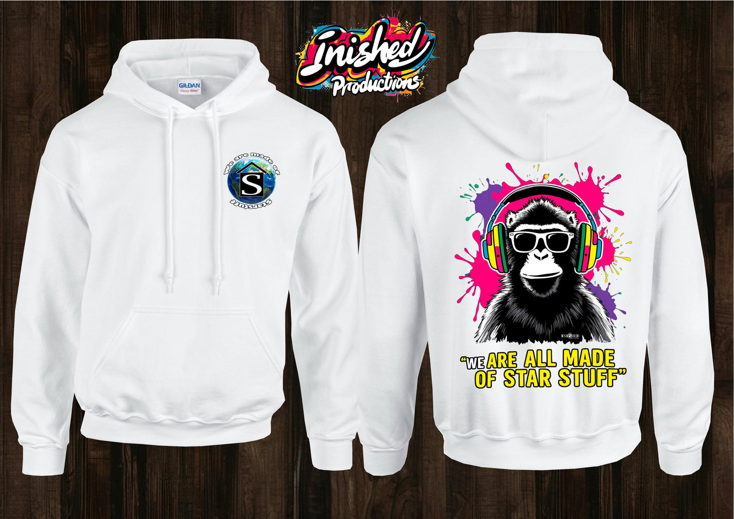 Star stuff  unisex white hooded top 115