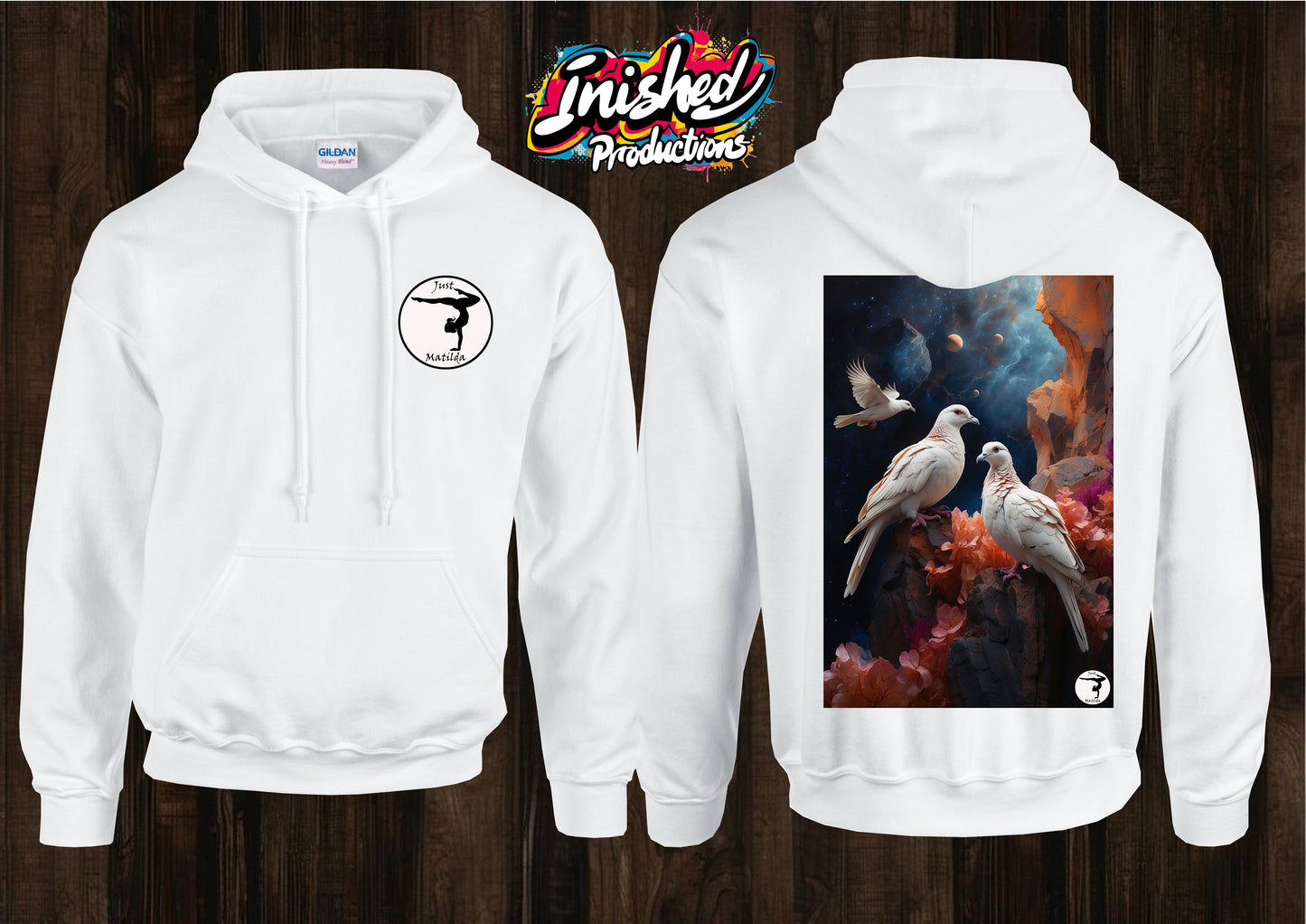 Just Matilda moon pigeon unisex white kids Hooded top 83